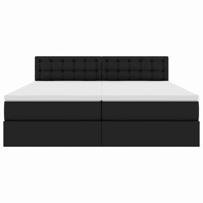 Opbergbed met LED met matras Zwart 200 x 200 cm Nep Leer