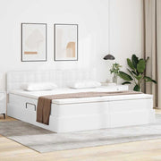 Opbergbed 200x200 cm wit met LED en matras