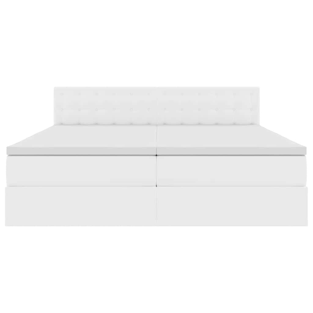 Opbergbed met LED met matras Puur Wit 200 x 200 cm Nep Leer