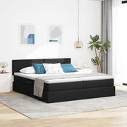 Bed 180x200 cm zwart stof met LED