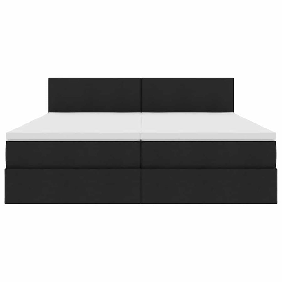 Bed met LED-striplichten met hoofdeinde Zwart 180 x 200 cm Stof
