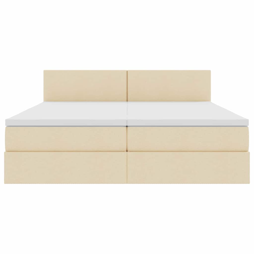 Bed met LED-striplichten met hoofdeinde Crème 180 x 200 cm Stof