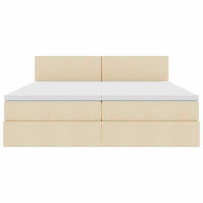 Bed met LED-striplichten met hoofdeinde Crème 180 x 200 cm Stof