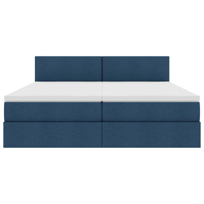Bed met LED-striplichten met hoofdeinde Blauw 180 x 200 cm Stof