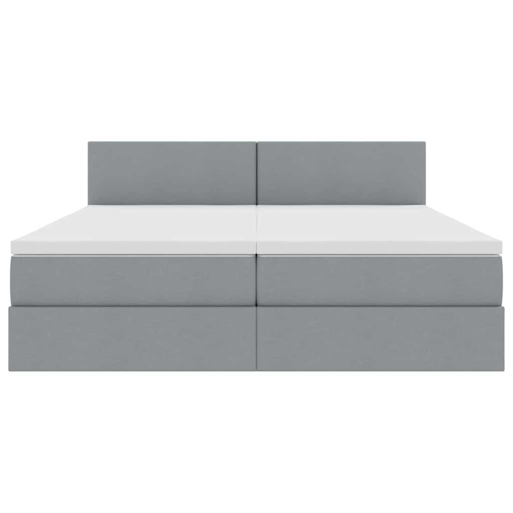 Bed met LED-striplichten Lichtgrijs 200 x 200 cm Stof