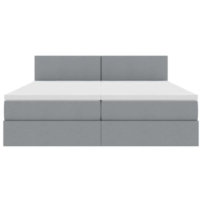 Bed met LED-striplichten Lichtgrijs 200 x 200 cm Stof