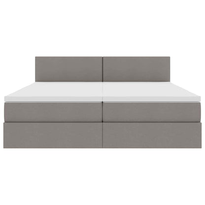 Bed met LED-striplichten met hoofdeinde Taupe 200 x 200 cm Stof