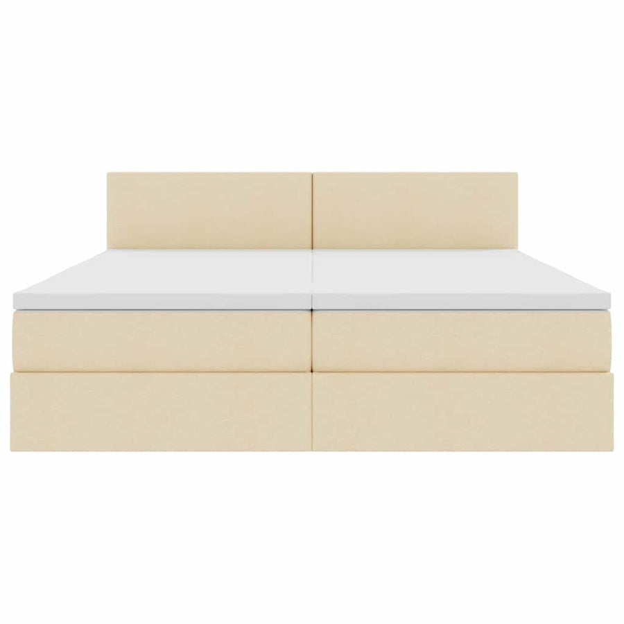 Bed met LED-striplichten met hoofdeinde Crème 200 x 200 cm Stof