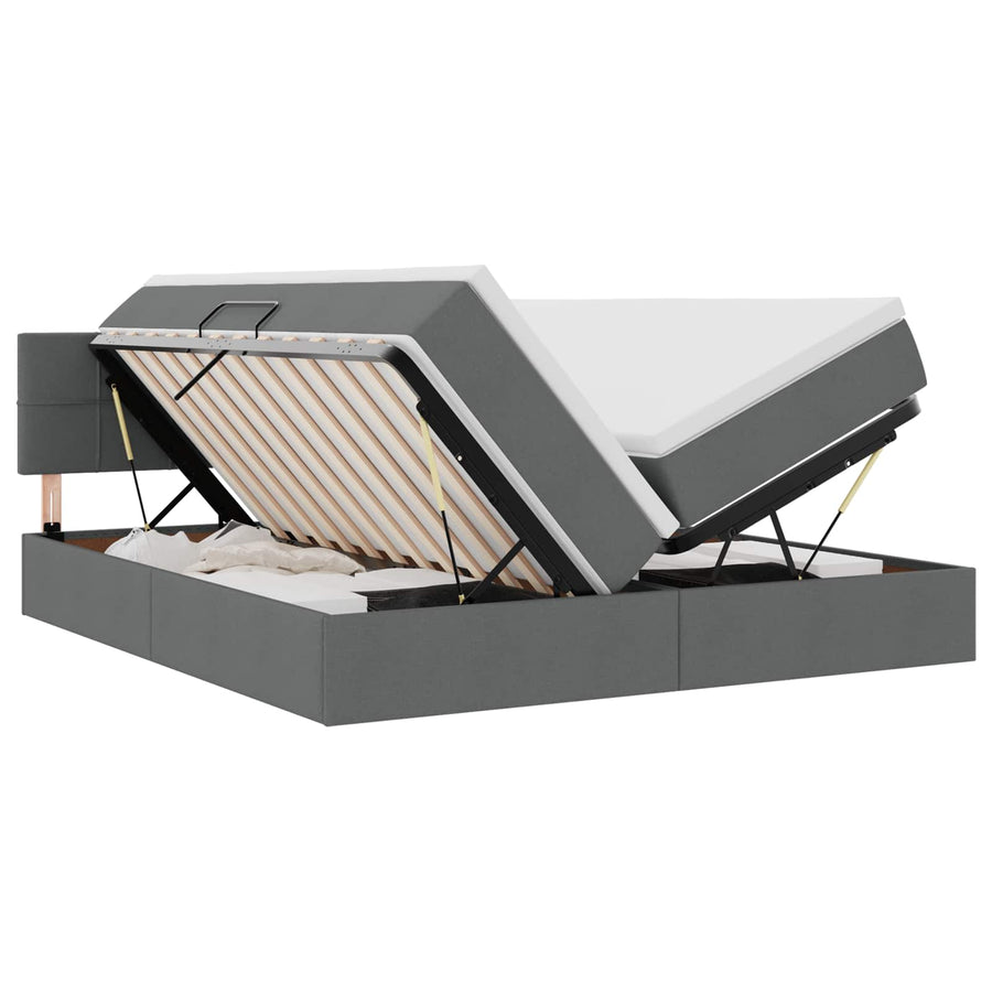 Bed met LED-striplichten Donkergrijs 180 x 200 cm Stof
