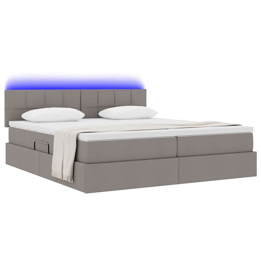 Bed met LED-striplichten met hoofdeinde Taupe 180 x 200 cm Stof