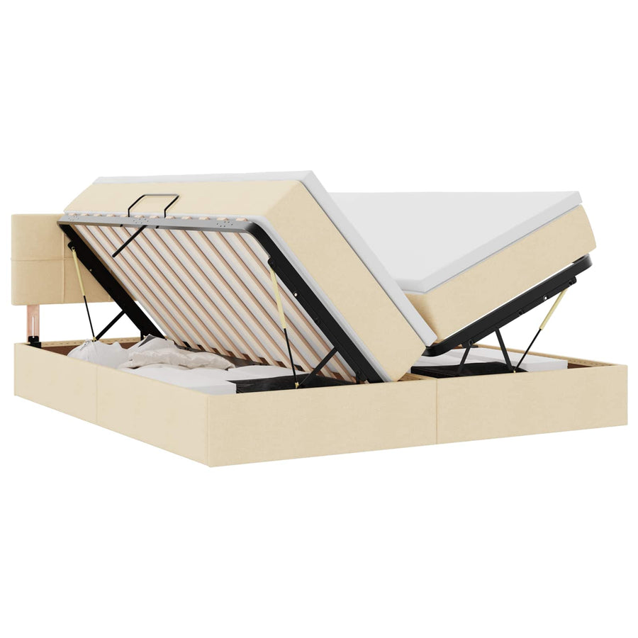 Bed met LED-striplichten met hoofdeinde Crème 180 x 200 cm Stof