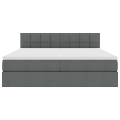 Bed met LED-striplichten Donkergrijs 200 x 200 cm Stof