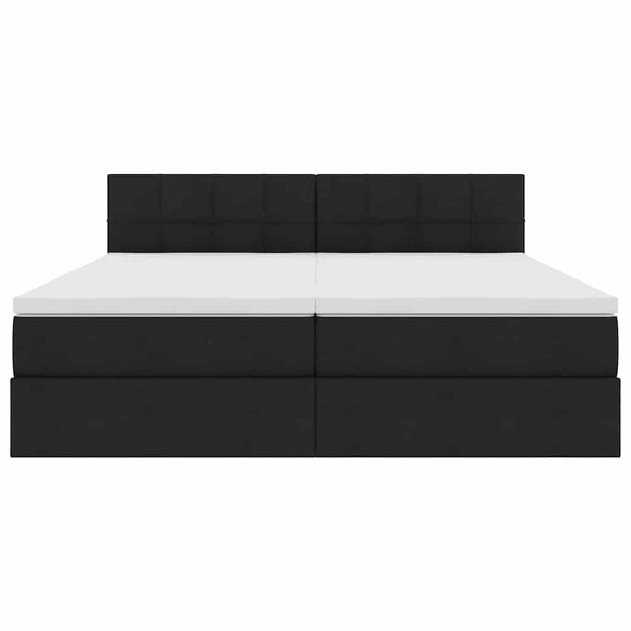 Bed met LED-striplichten met hoofdeinde Zwart 200 x 200 cm Stof