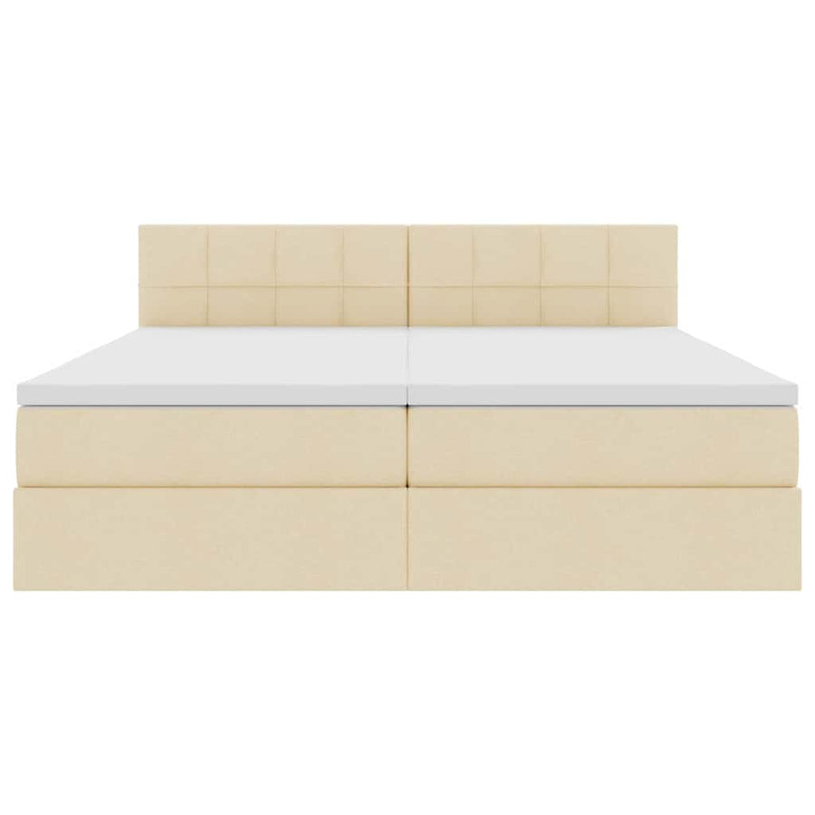 Bed met LED-striplichten met hoofdeinde Crème 200 x 200 cm Stof