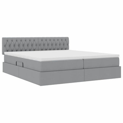 Bed met LED-striplichten Lichtgrijs 180 x 200 cm Stof