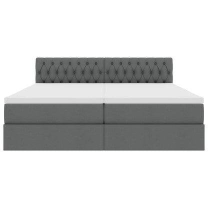 Bed met LED-striplichten Donkergrijs 180 x 200 cm Stof
