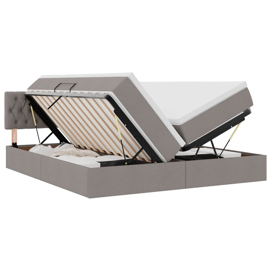 Bed met LED-striplichten met hoofdeinde Taupe 180 x 200 cm Stof