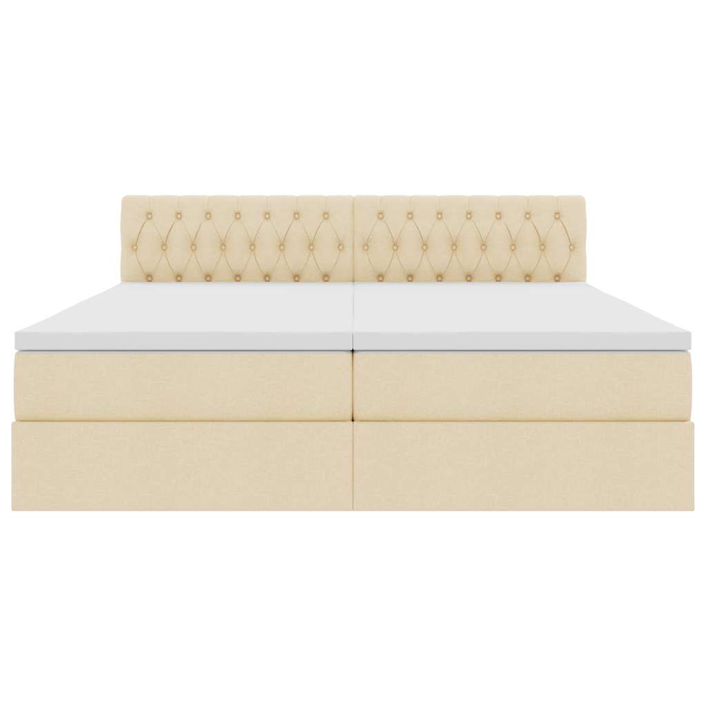 Bed met LED-striplichten met hoofdeinde Crème 180 x 200 cm Stof