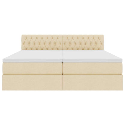 Bed met LED-striplichten met hoofdeinde Crème 180 x 200 cm Stof