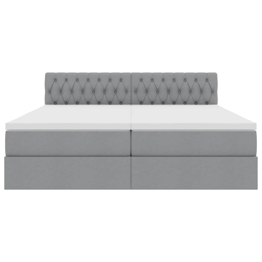 Bed met LED-striplichten Lichtgrijs 200 x 200 cm Stof