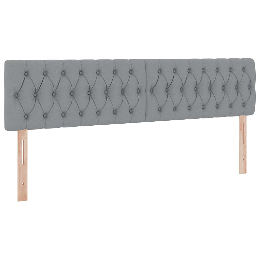Bed met LED-striplichten Lichtgrijs 200 x 200 cm Stof