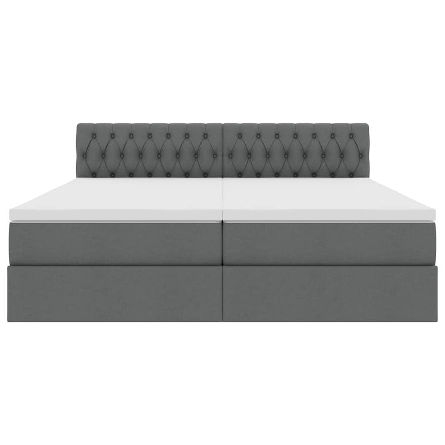 Bed met LED-striplichten Donkergrijs 200 x 200 cm Stof