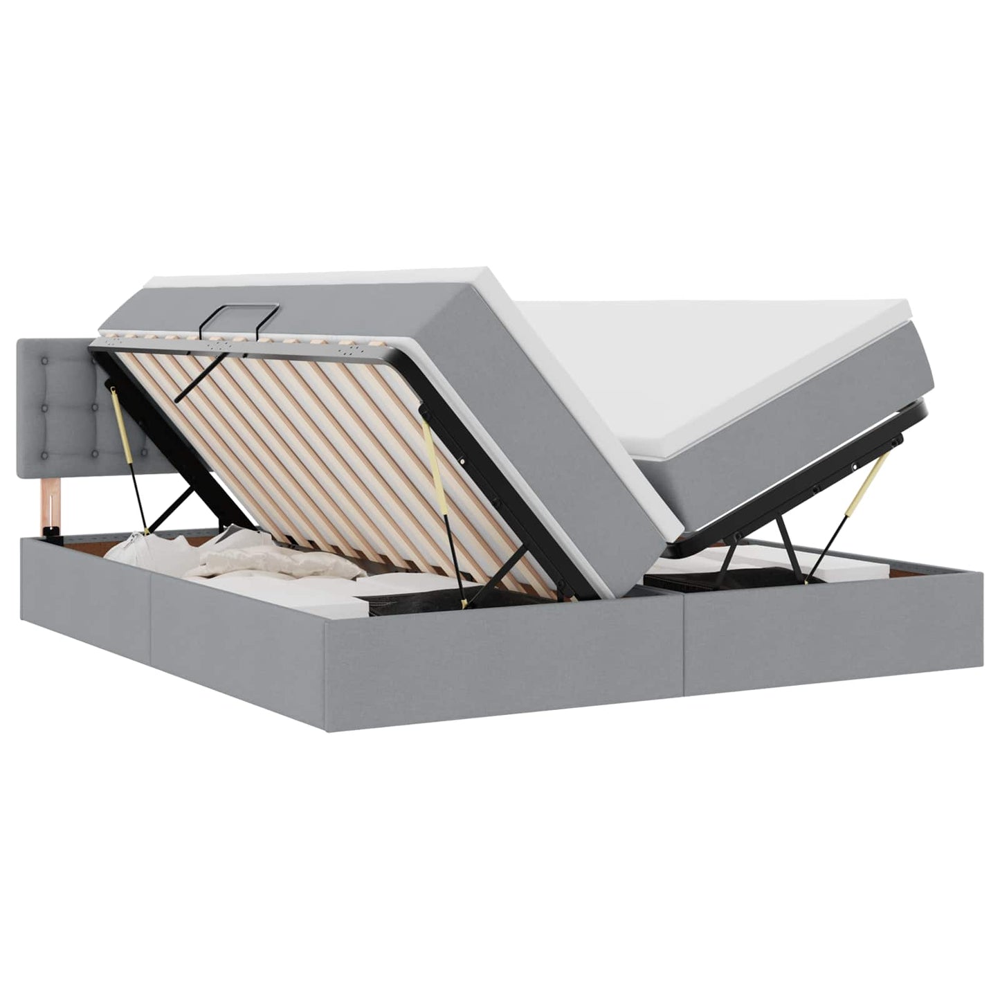 Bed met LED-striplichten Lichtgrijs 180 x 200 cm Stof