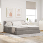 LED Strip Light Bed with Headboard Taupe 180 x 200 cm Fabric