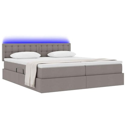 Bed met LED-striplichten met hoofdeinde Taupe 180 x 200 cm Stof