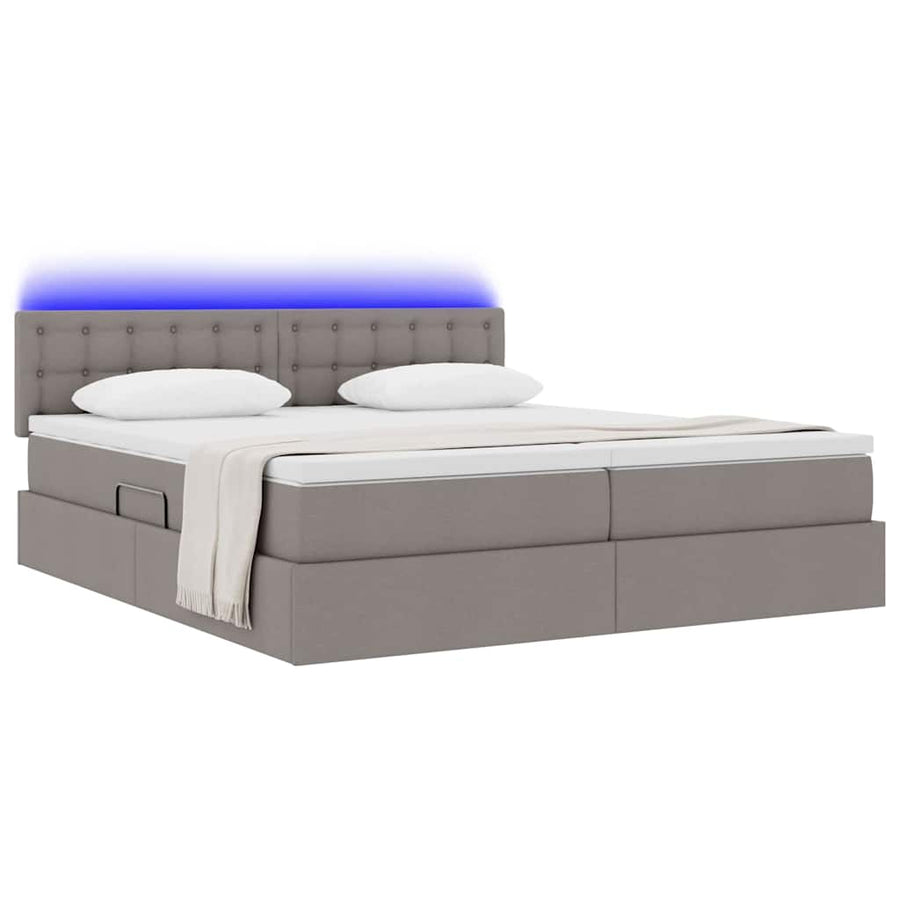Bed met LED-striplichten met hoofdeinde Taupe 180 x 200 cm Stof
