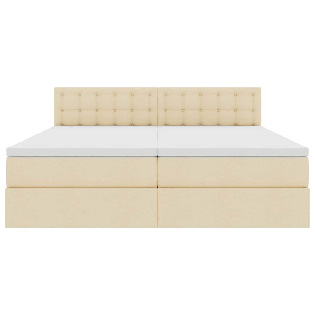 Bed met LED-striplichten met hoofdeinde Crème 180 x 200 cm Stof