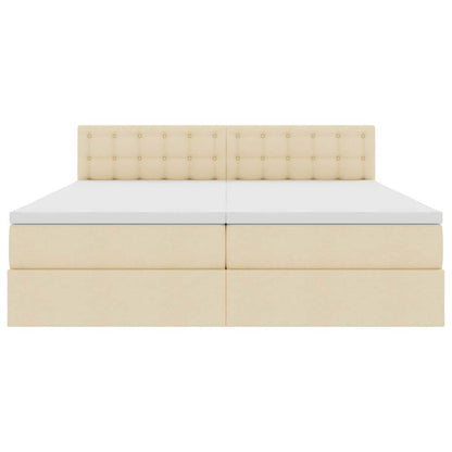 Bed met LED-striplichten met hoofdeinde Crème 180 x 200 cm Stof
