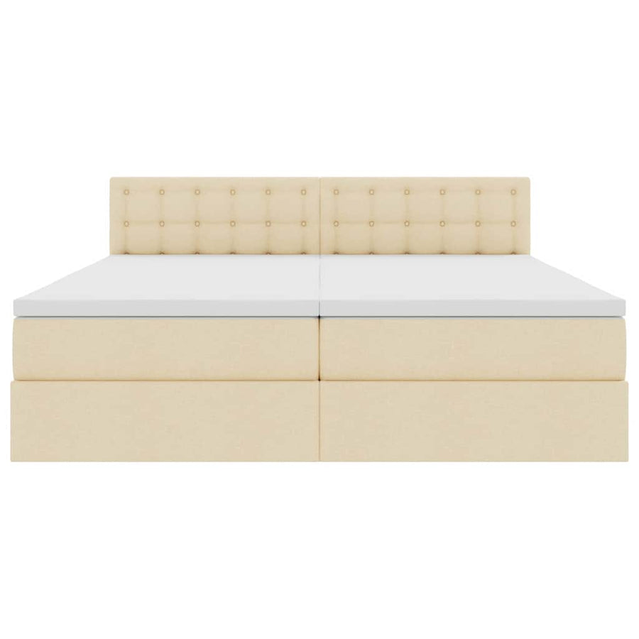 Bed met LED-striplichten met hoofdeinde Crème 180 x 200 cm Stof