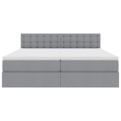 Bed met LED-striplichten Lichtgrijs 200 x 200 cm Stof