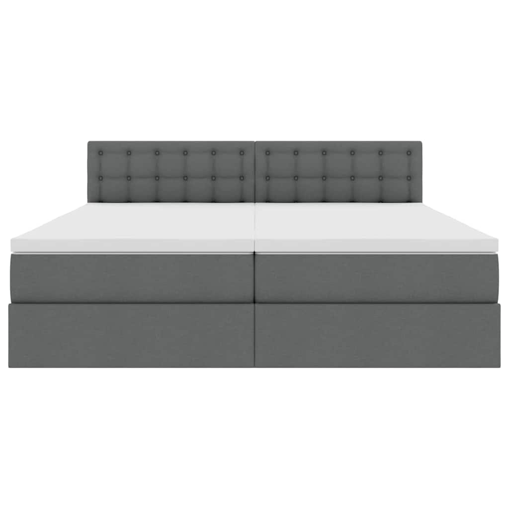 Bed met LED-striplichten Donkergrijs 200 x 200 cm Stof