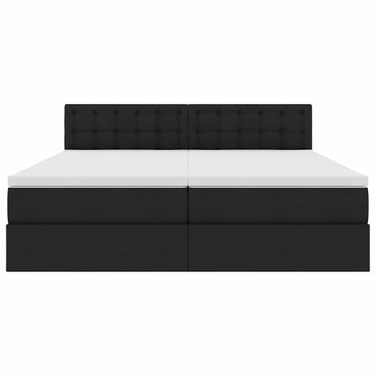 Bed met LED-striplichten met hoofdeinde Zwart 200 x 200 cm Stof