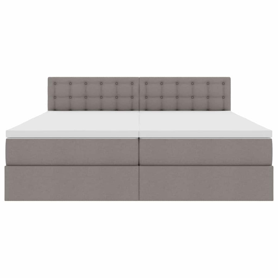 Bed met LED-striplichten met hoofdeinde Taupe 200 x 200 cm Stof