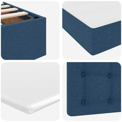 Bed met LED-striplichten met hoofdeinde Blauw 200 x 200 cm Stof