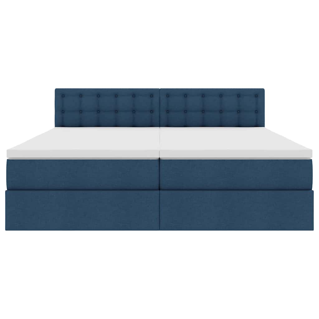 Bed met LED-striplichten met hoofdeinde Blauw 200 x 200 cm Stof