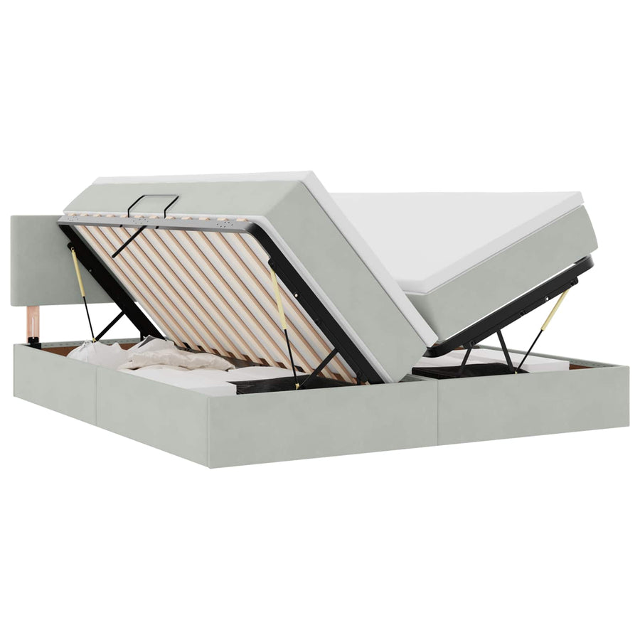 Bed met LED-stripverlichting Lichtgrijs 180 x 200 cm Fluweel