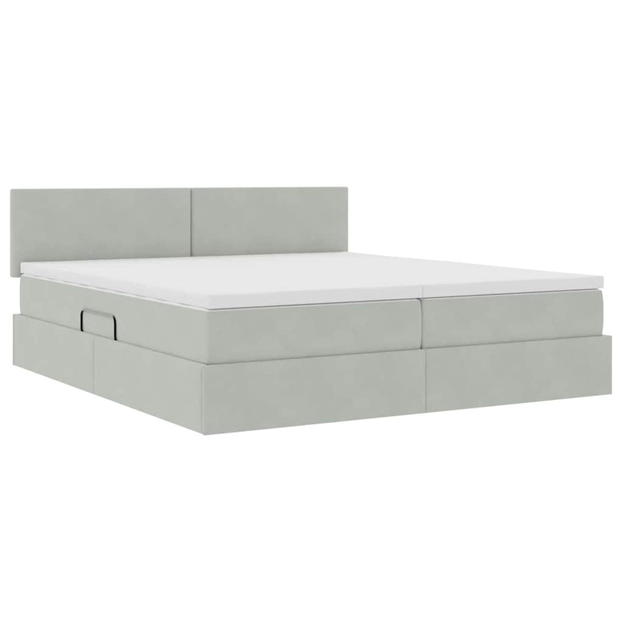 Bed met LED-stripverlichting Lichtgrijs 180 x 200 cm Fluweel