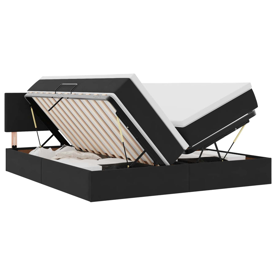 Bed met LED-stripverlichting Zwart 180 x 200 cm Fluweel