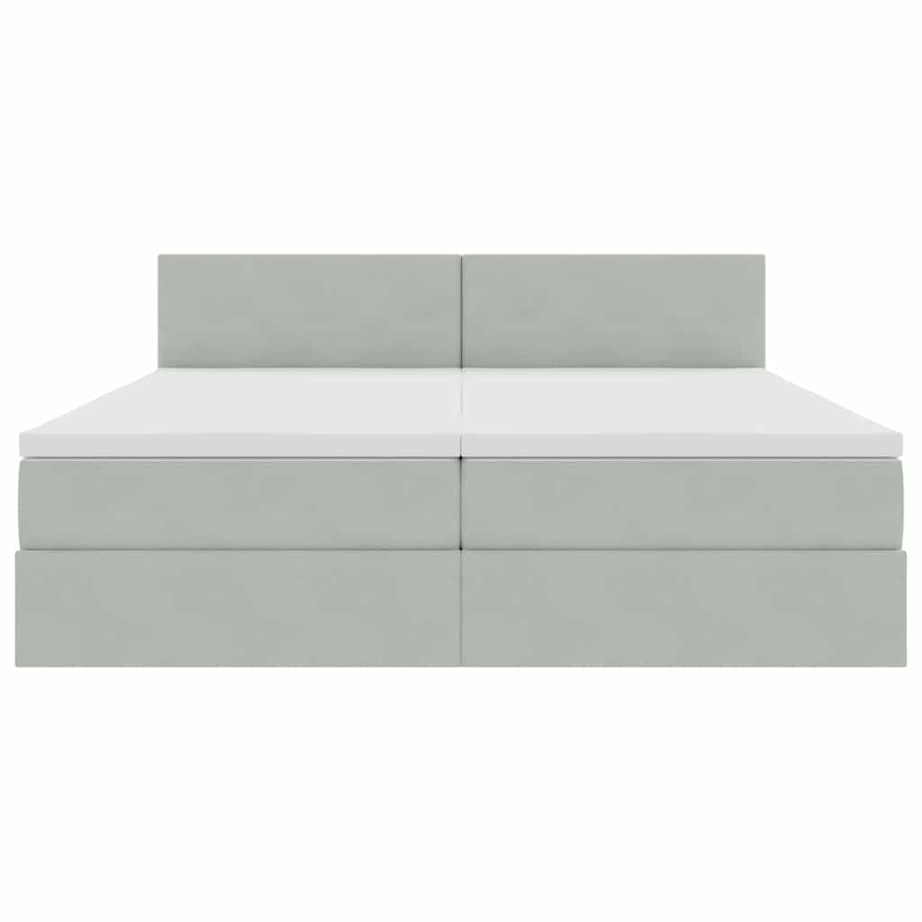 Bed met LED-stripverlichting Lichtgrijs 200 x 200 cm Fluweel