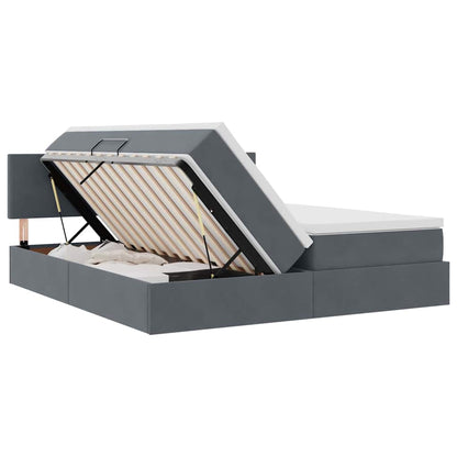 Bed met LED-stripverlichting Donkergrijs 200 x 200 cm Fluweel