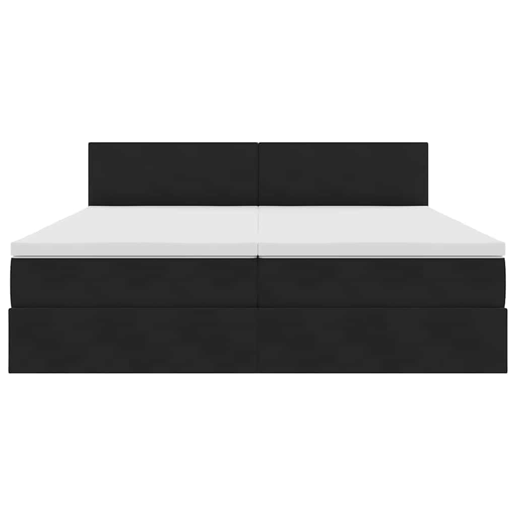 Bed met LED-stripverlichting Zwart 200 x 200 cm Fluweel