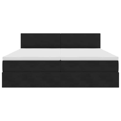 Bed met LED-stripverlichting Zwart 200 x 200 cm Fluweel