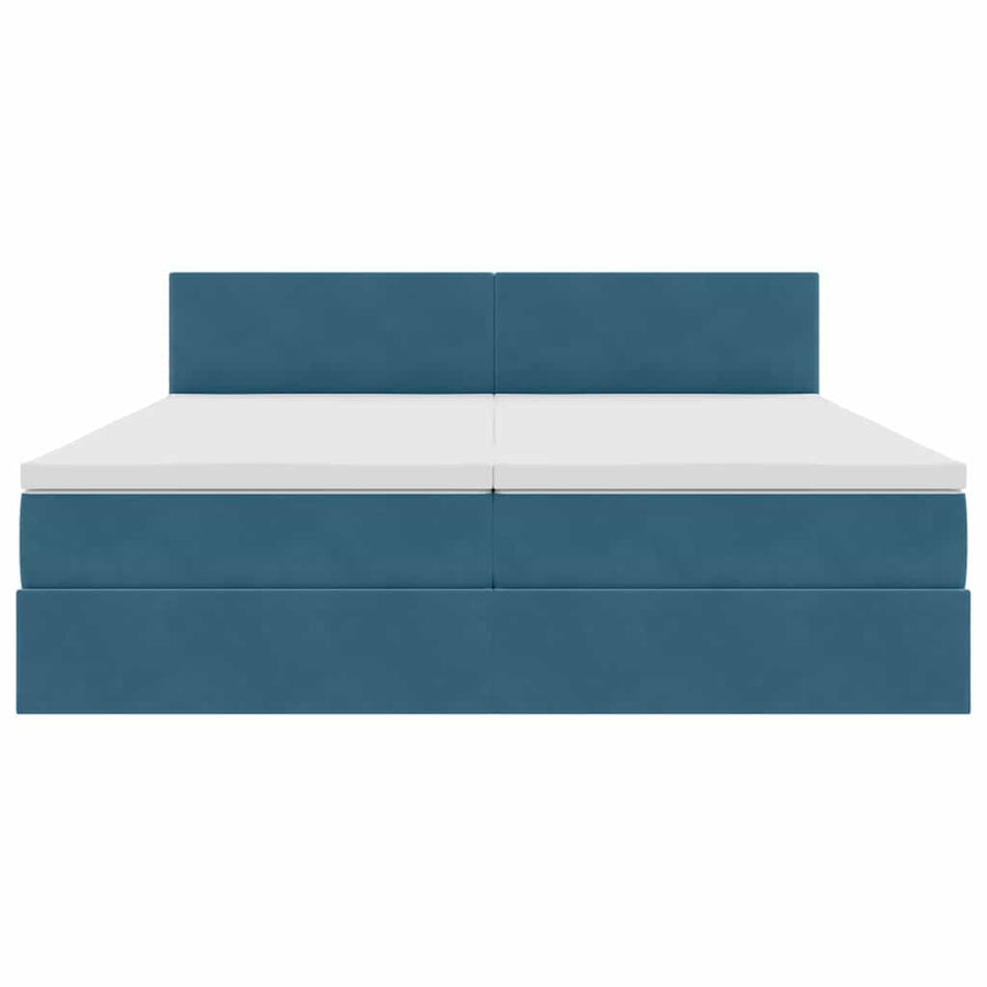 Bed met LED-stripverlichting Donkerblauw 200 x 200 cm Fluweel