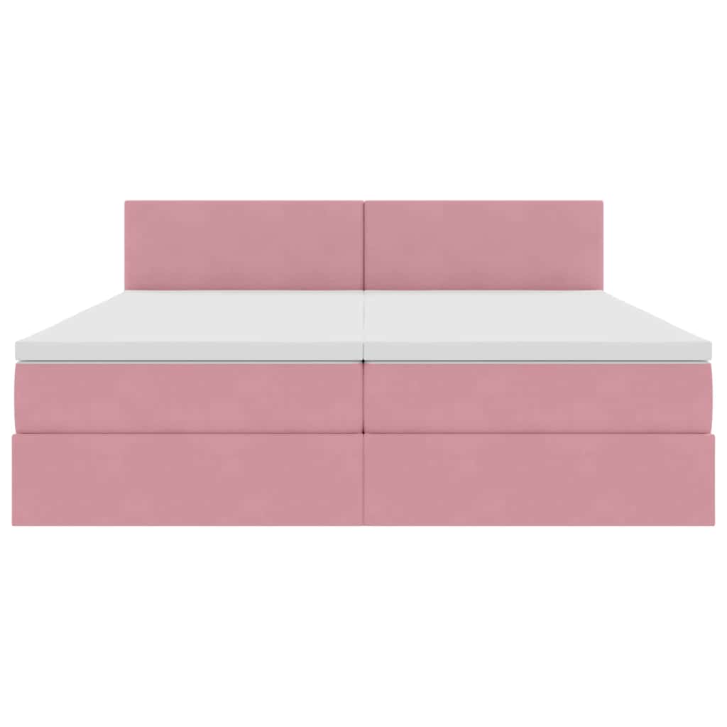 Bed met LED-stripverlichting Roze 200 x 200 cm Fluweel