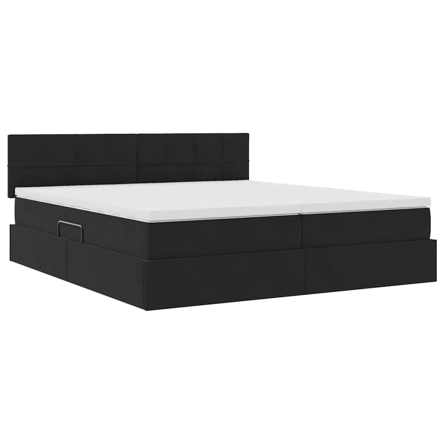 Bed met LED-stripverlichting Zwart 180 x 200 cm Fluweel
