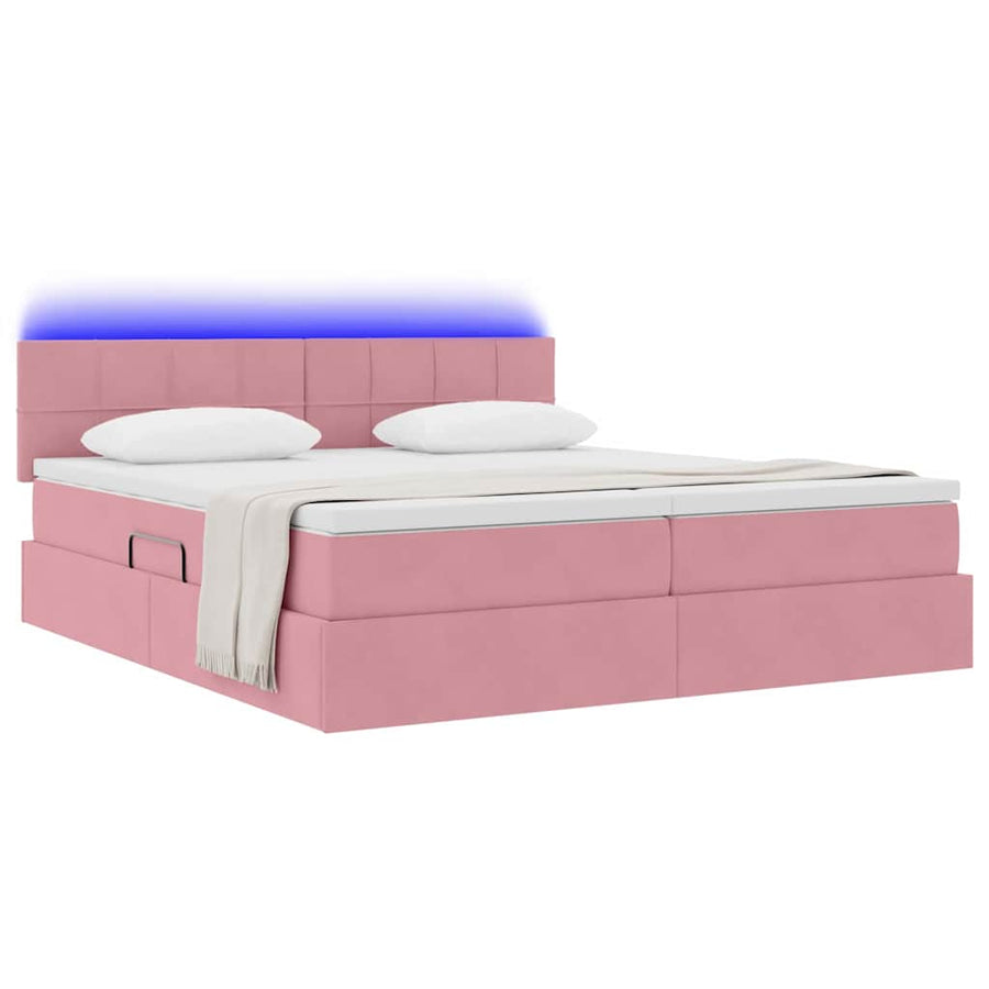 Bed met LED-stripverlichting Roze 180 x 200 cm Fluweel
